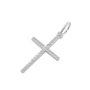 Sterling Silver Diamond Cut Cross Necklace Pendant New